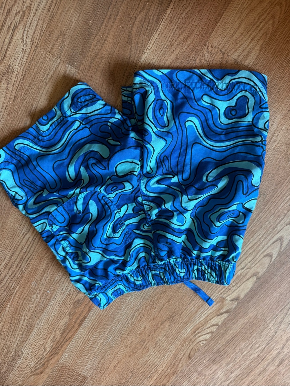 Hanna Andersson Kids Swim Shorts with Drawstring 5 Waves Map Camo Blue - Picture 7 of 8